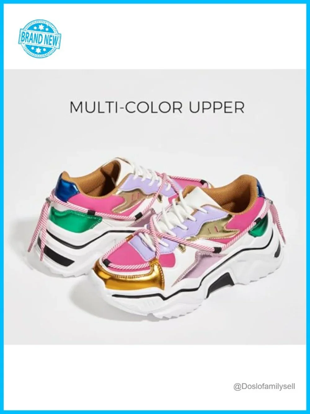 Platform Chunky Sneakers Lightweight TPR Lace-Up Walking Shoes